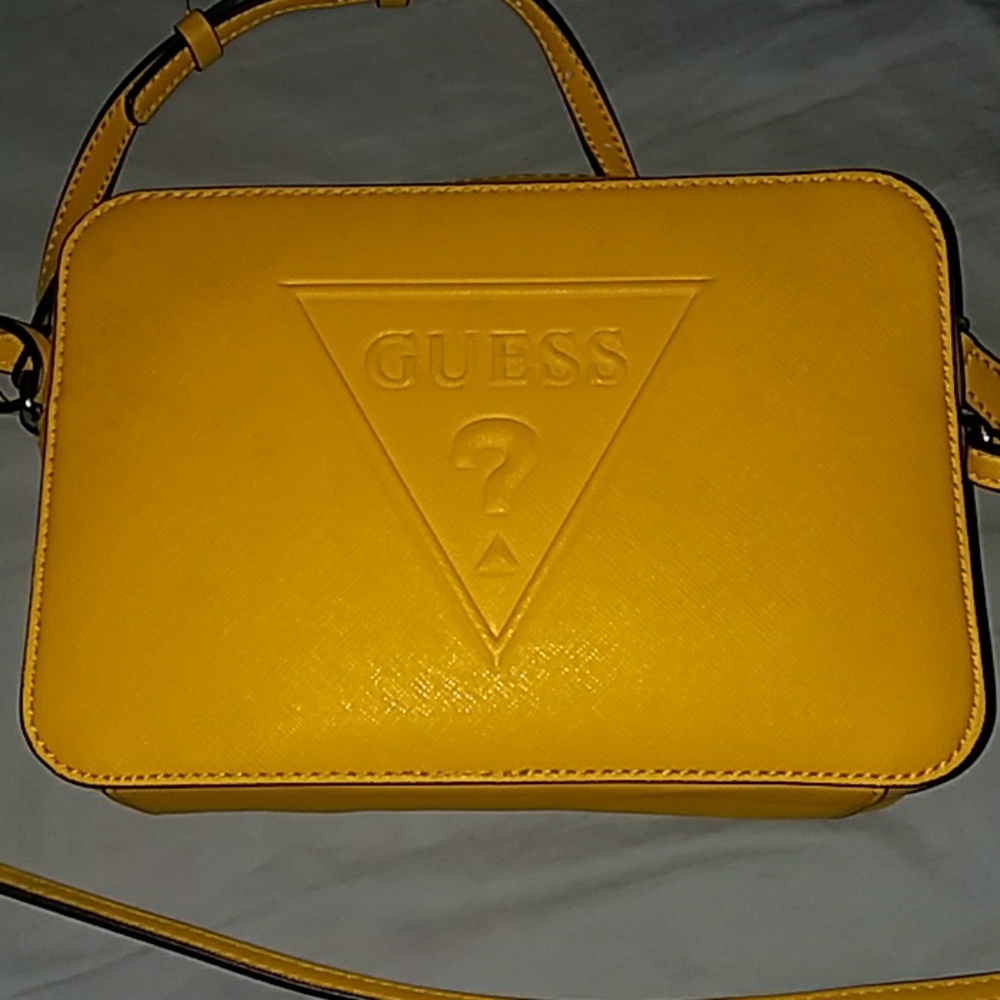 GUESS yellow side strap purse
